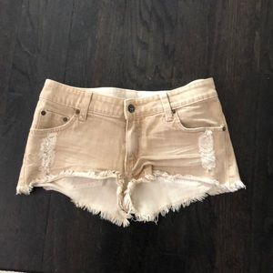 LF tan denim shorts